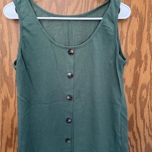 SHEIN Dark Green Button-Front Tank Top- NWOT